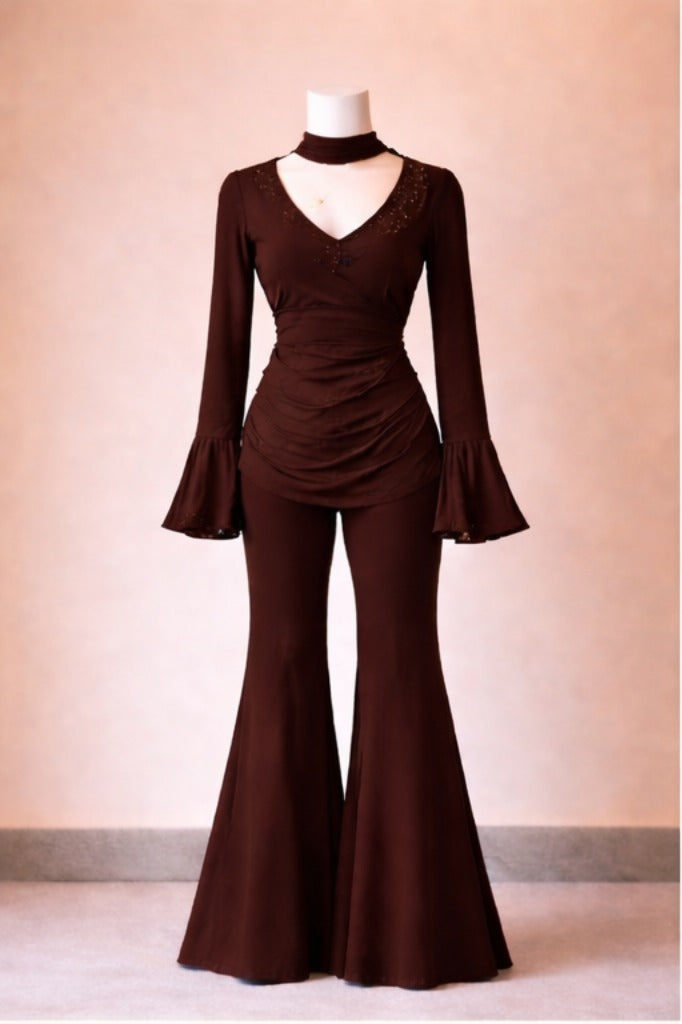Elegant burgundy corset kurti set