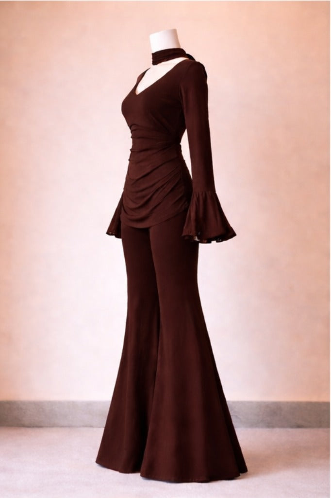 Elegant burgundy corset kurti set