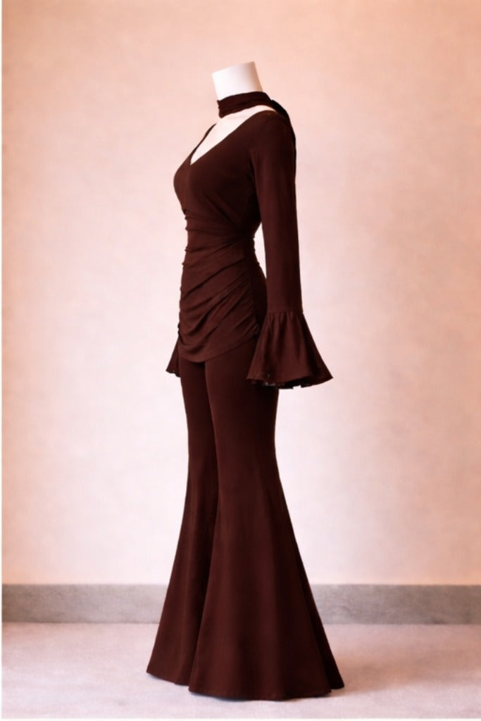 Elegant burgundy corset kurti set