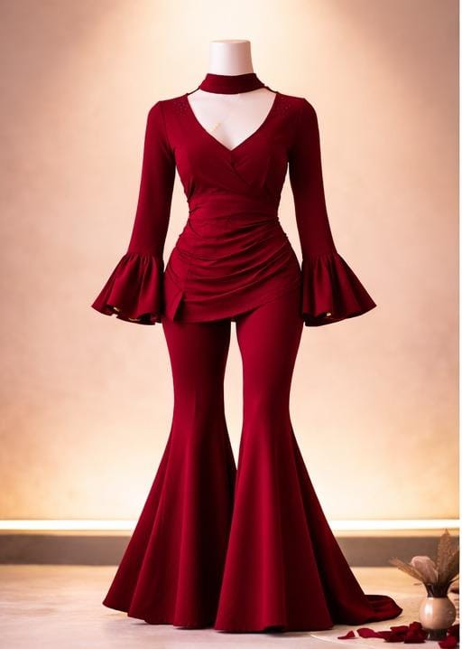 Crimson Eclipse Corset kurti Set
