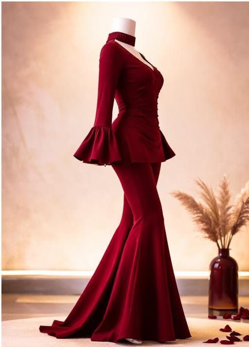 Crimson Eclipse Corset kurti Set