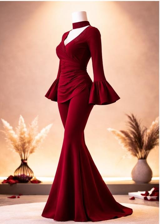 Crimson Eclipse Corset kurti Set